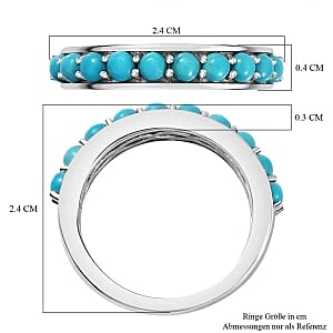 Sleeping Beauty Turquoise 0.77 ctw Ring in Rhodium Over Sterling Silver (Size 6.5)