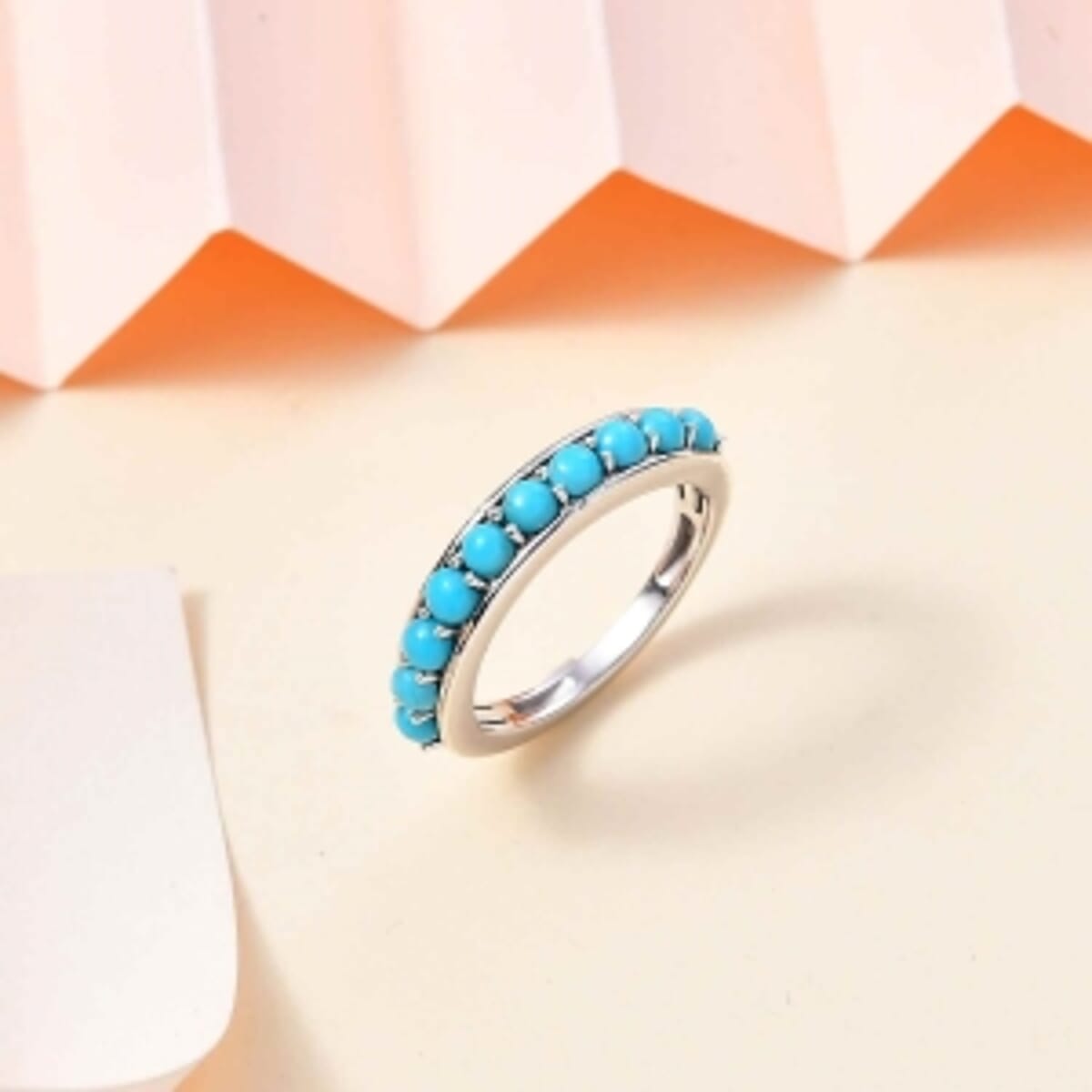 Sleeping Beauty Turquoise 0.77 ctw Ring in Rhodium Over Sterling Silver (Size 9) image number 1