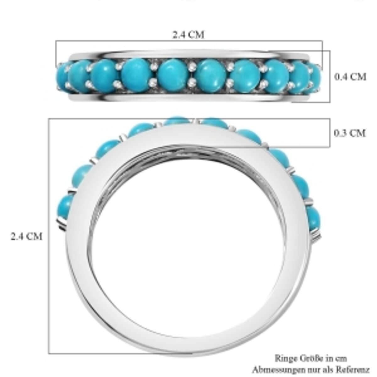 Sleeping Beauty Turquoise 0.77 ctw Ring in Rhodium Over Sterling Silver (Size 9) image number 6