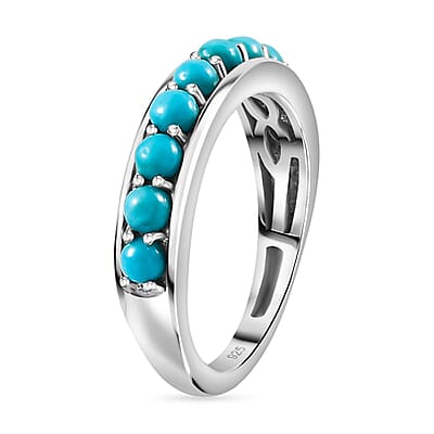 Sleeping Beauty Turquoise 0.70 ctw Ring in Rhodium Over Sterling Silver (Size 10.0)