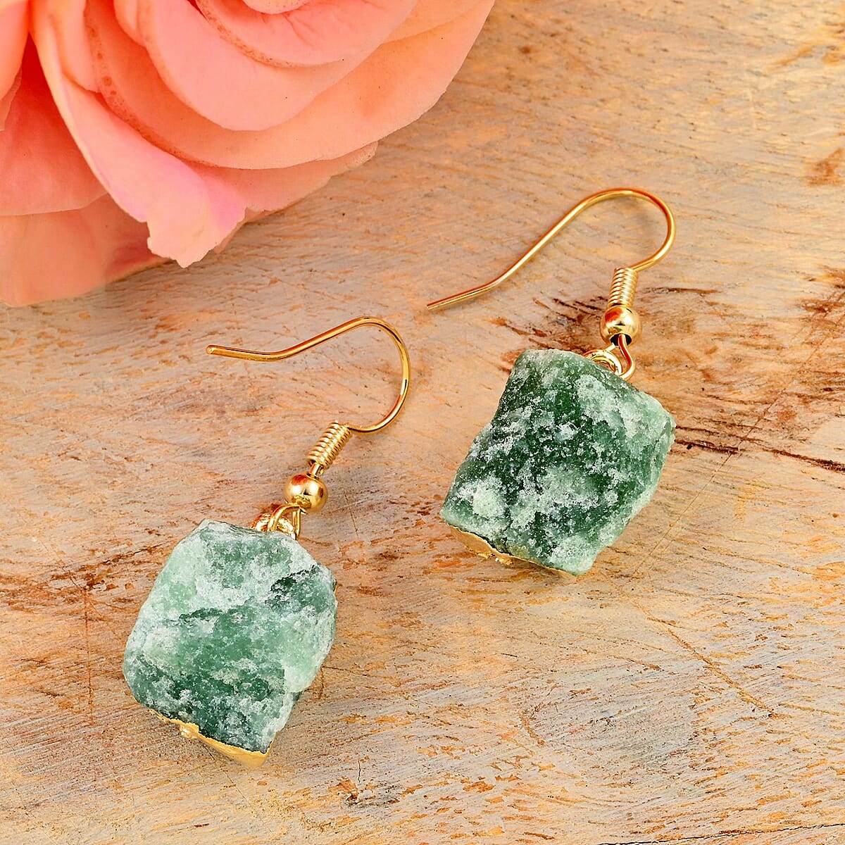 Colors of Brazil Green Turquoise Earrings in Goldtone 24.00 ctw image number 1