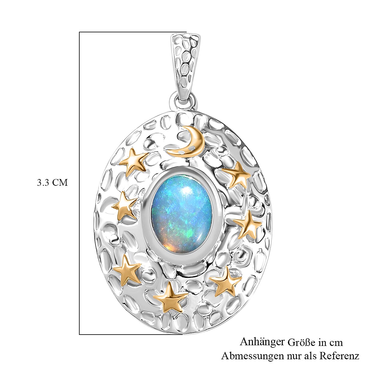 Premium Ethiopian Welo Opal 1.00 ctw Pendant without Chain in 18K Vermeil YG and Rhodium Over Sterling Silver