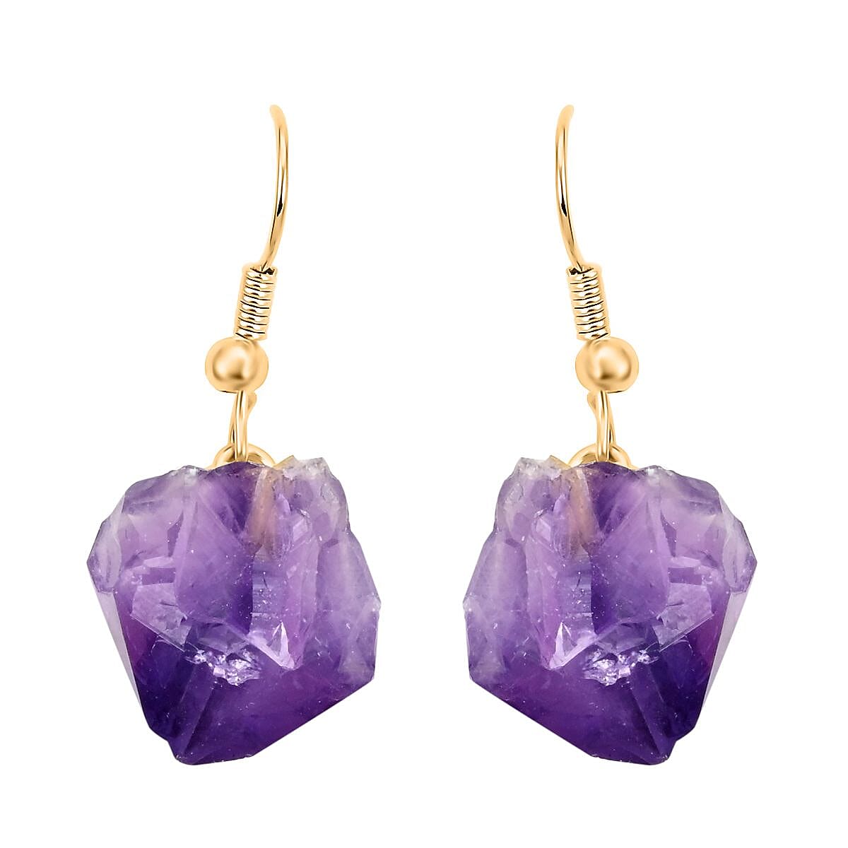 African Amethyst Earrings in Goldtone 16.00 ctw image number 0