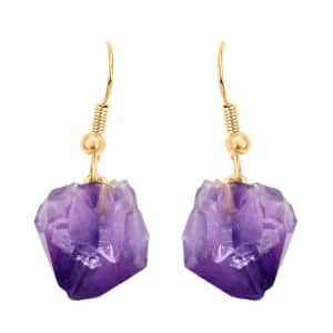 African Amethyst Earrings in Goldtone 16.00 ctw