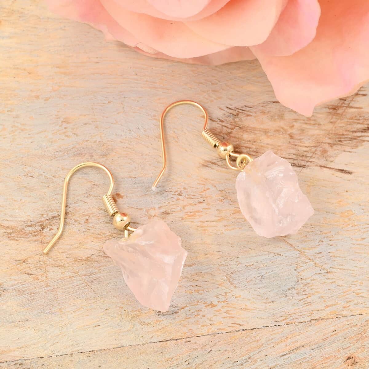 Colors of Brazil Rose Quartz Earrings in Goldtone 16.00 ctw image number 1