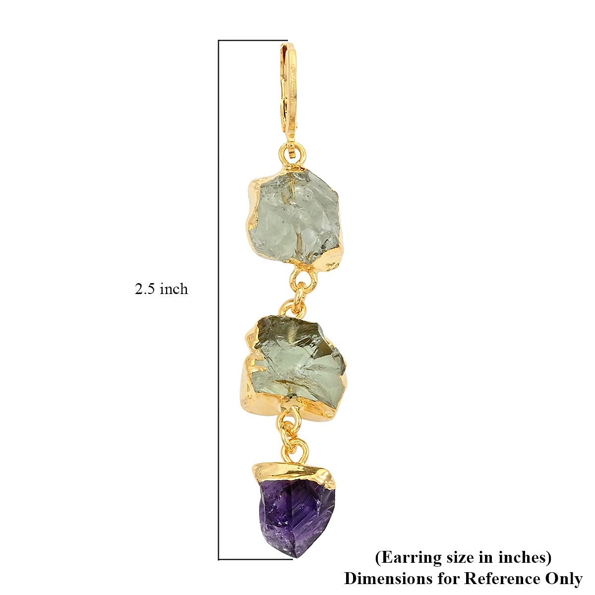 Colors of Brazil Green Turquoise and African Amethyst Earrings in Goldtone 52.00 ctw image number 4