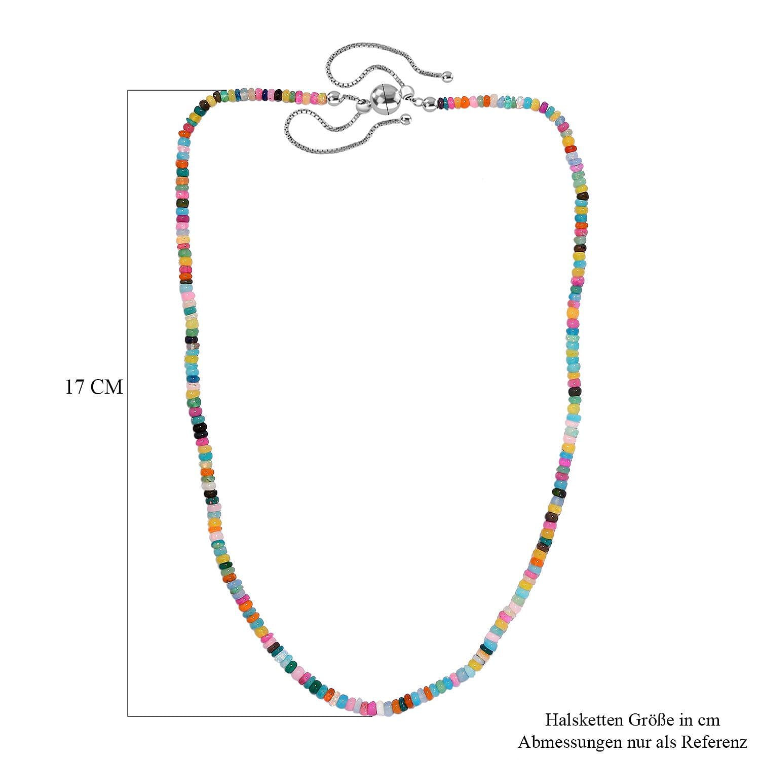 Multi Opal Beded Necklace 18 Inches in Rhodium Over Sterling Silver 35.00 ctw