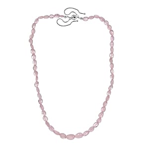 Premium Morganite 91.00 ctw Beaded Necklace in Rhodium Over Sterling Silver 18 Inches