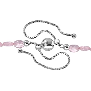 Premium Morganite 91.00 ctw Beaded Necklace in Rhodium Over Sterling Silver 18 Inches