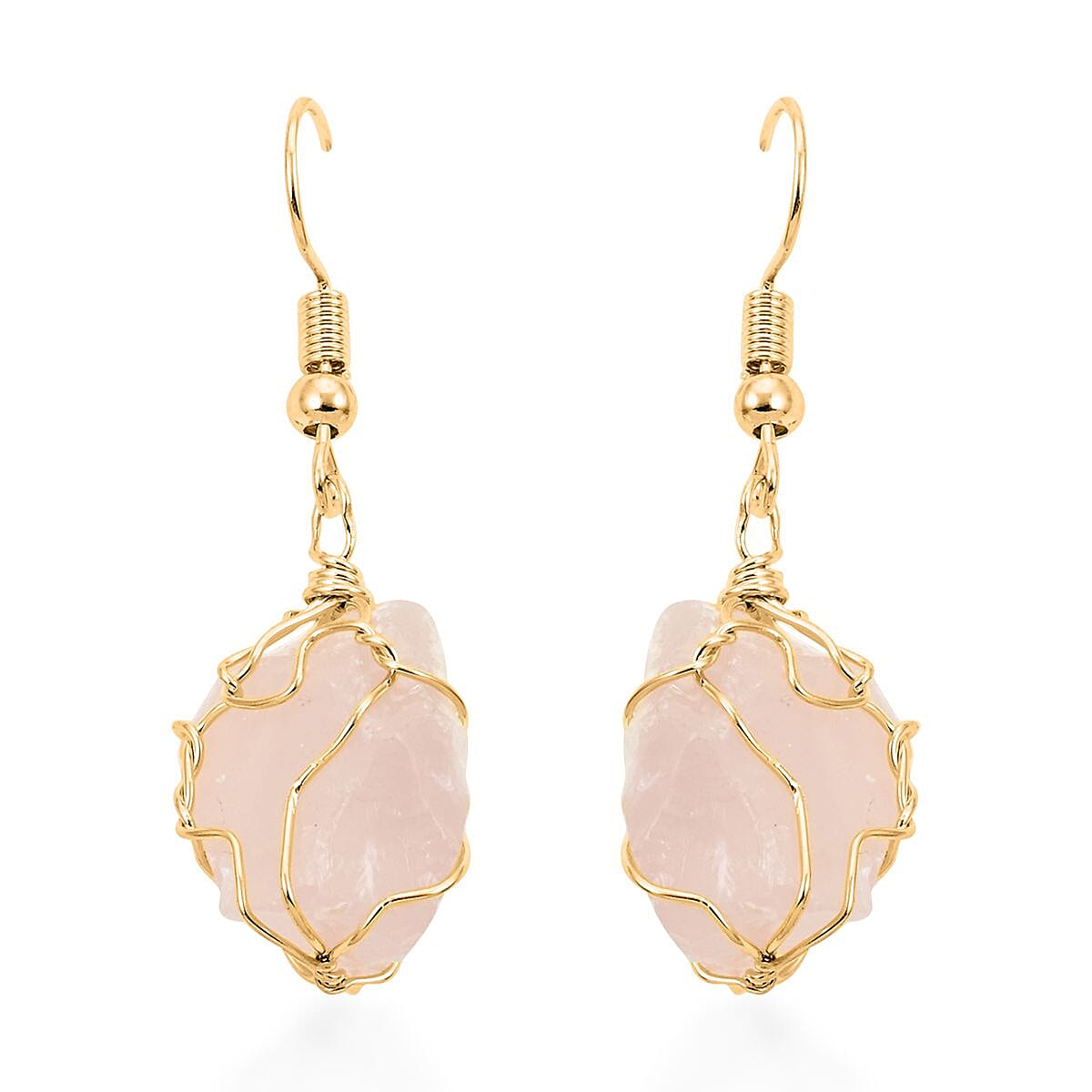 Colors of Brazil Rose Quartz Earrings in Goldtone 37.00 ctw