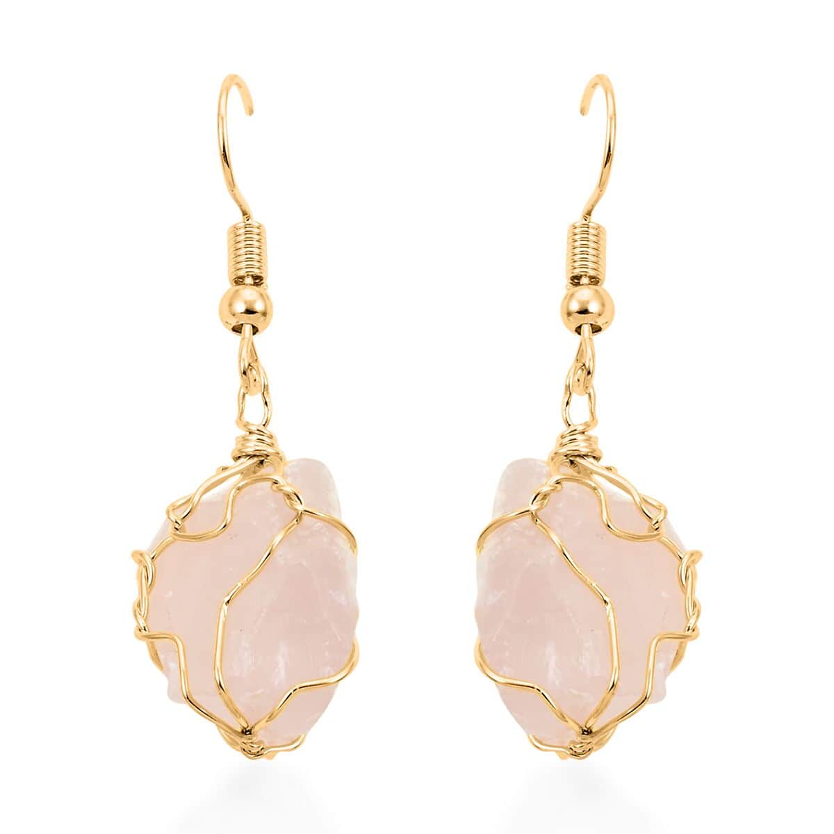 Rose Quartz Earrings in Goldtone 37.00 ctw image number 0