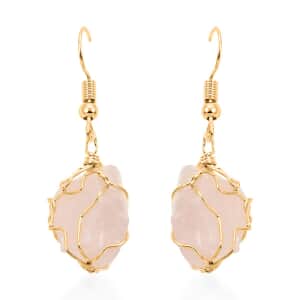 Colors of Brazil Rose Quartz Earrings in Goldtone 37.00 ctw