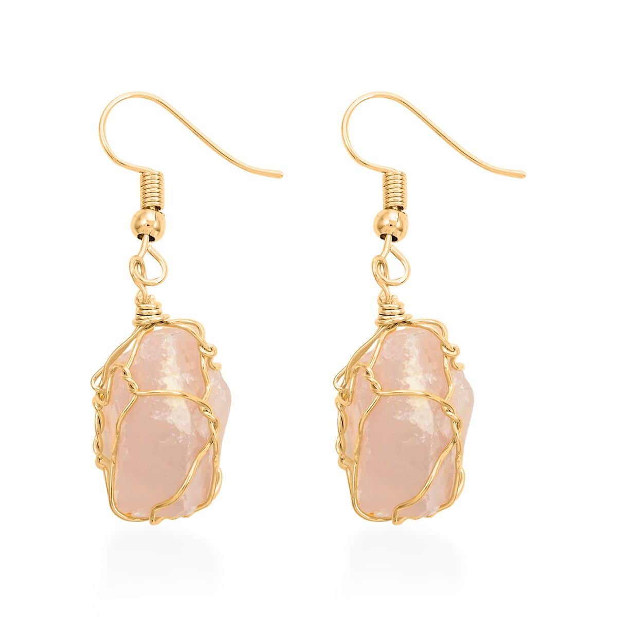 Rose Quartz Earrings in Goldtone 37.00 ctw image number 3