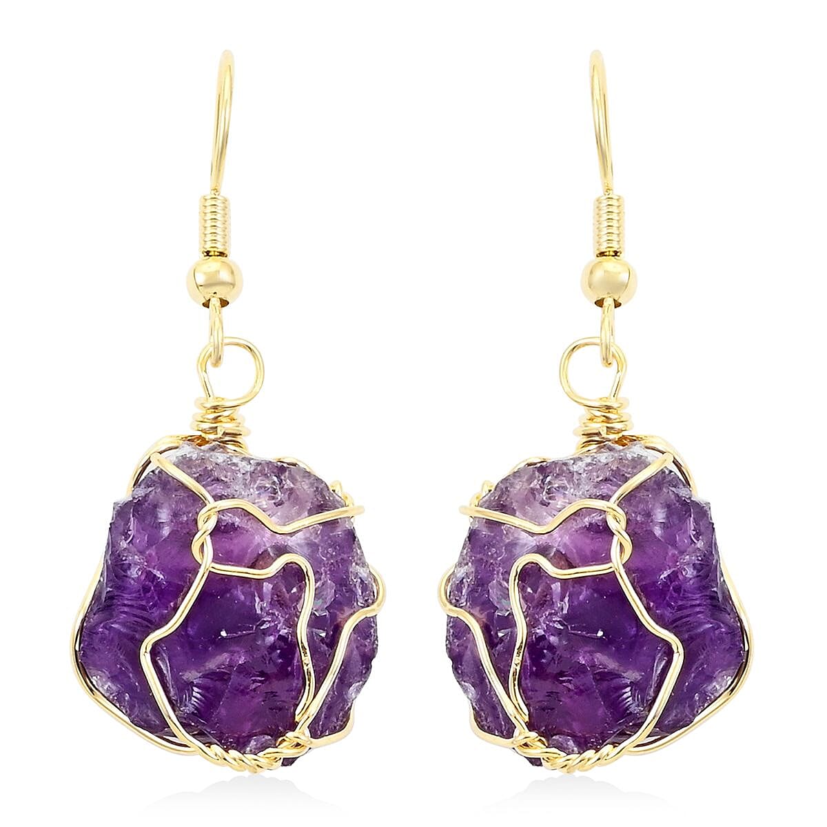 Colors of Brazil African Amethyst Earrings in Goldtone 39.00 ctw image number 0