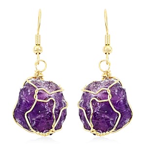 Colors of Brazil African Amethyst Earrings in Goldtone 39.00 ctw