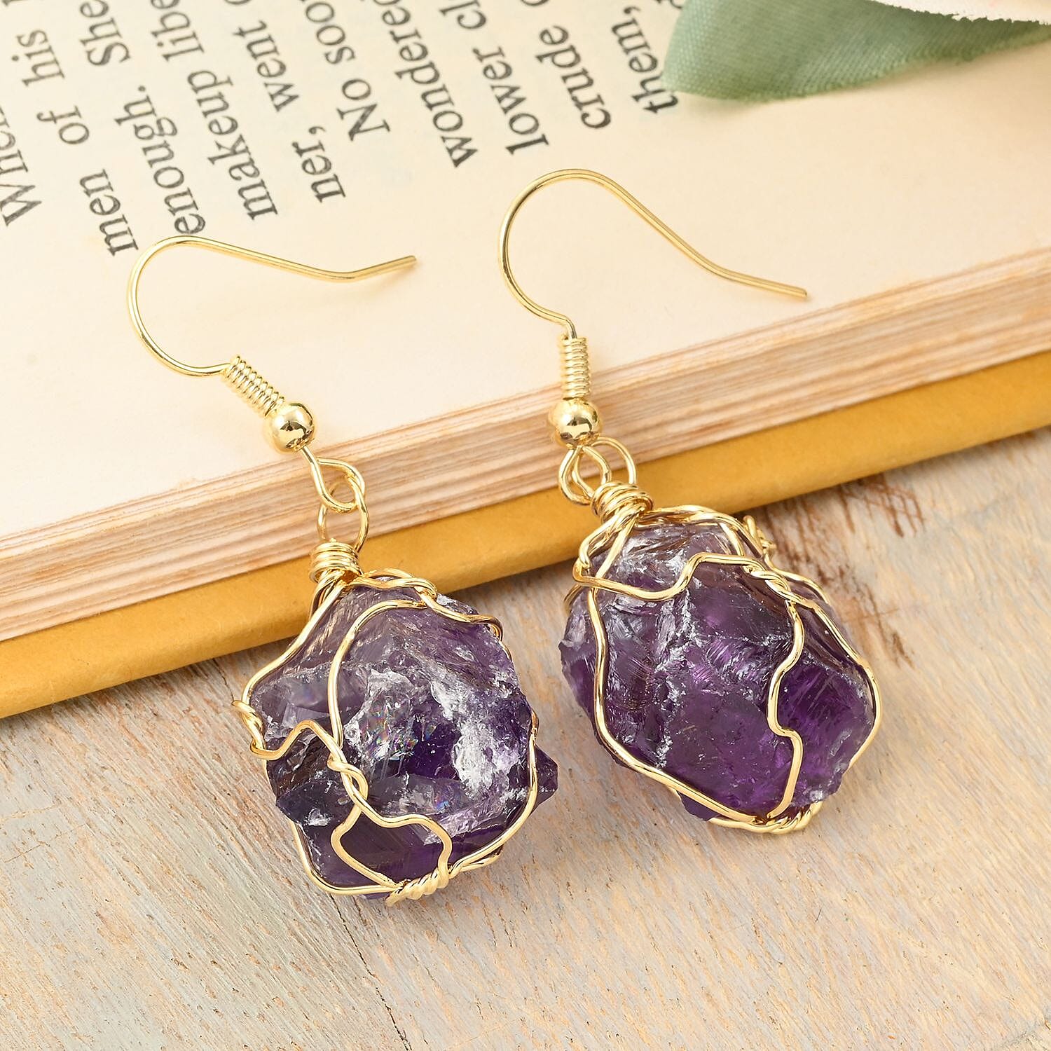Colors of Brazil African Amethyst Earrings in Goldtone 39.00 ctw
