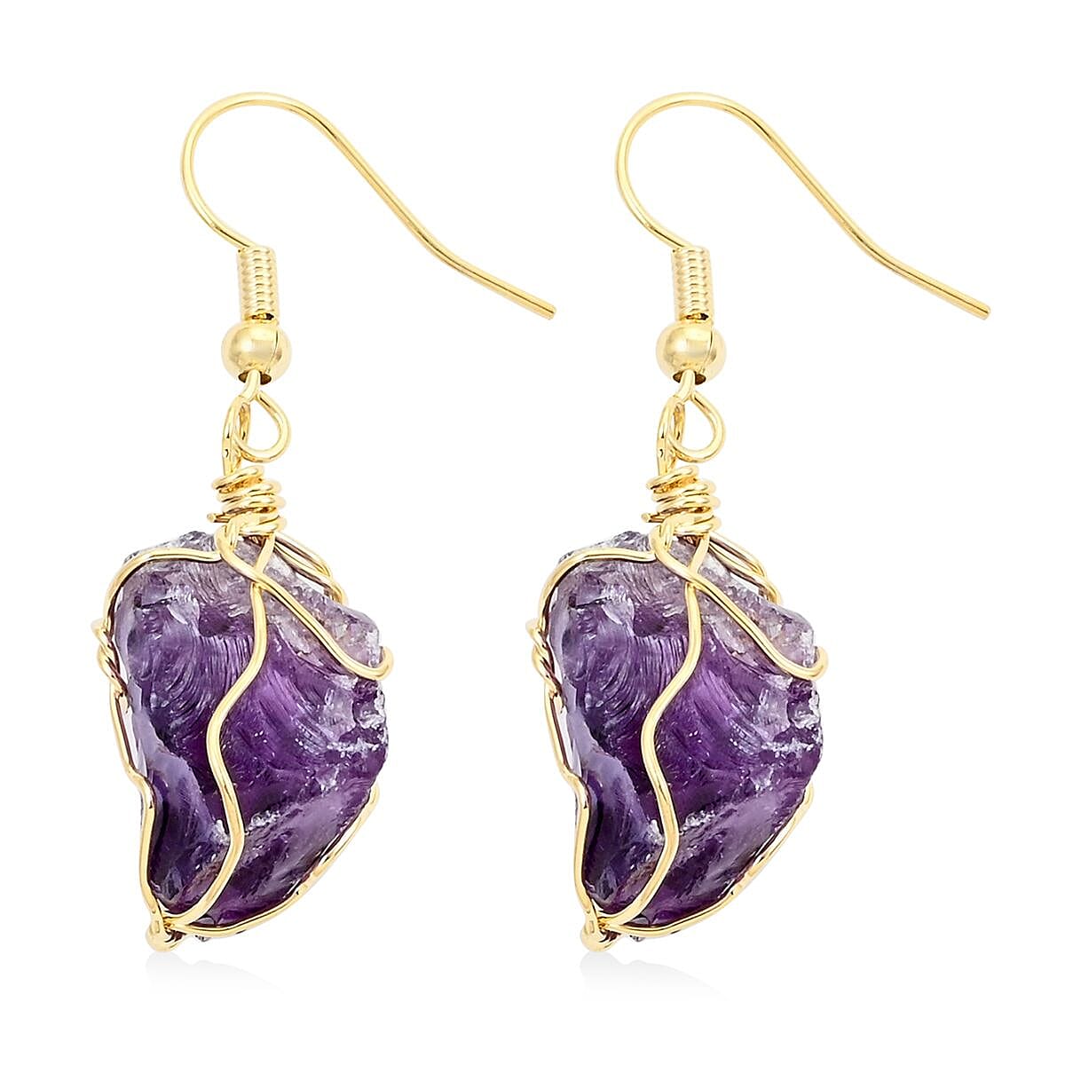 Colors of Brazil African Amethyst Earrings in Goldtone 39.00 ctw image number 3
