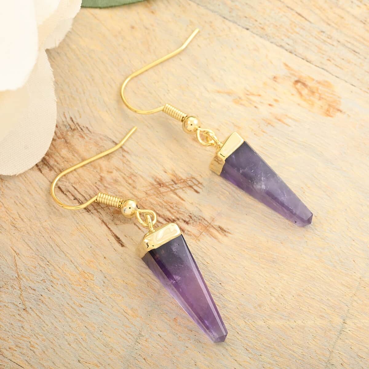 Colors of Brazil African Amethyst Earrings in Goldtone 8.00 ctw image number 1