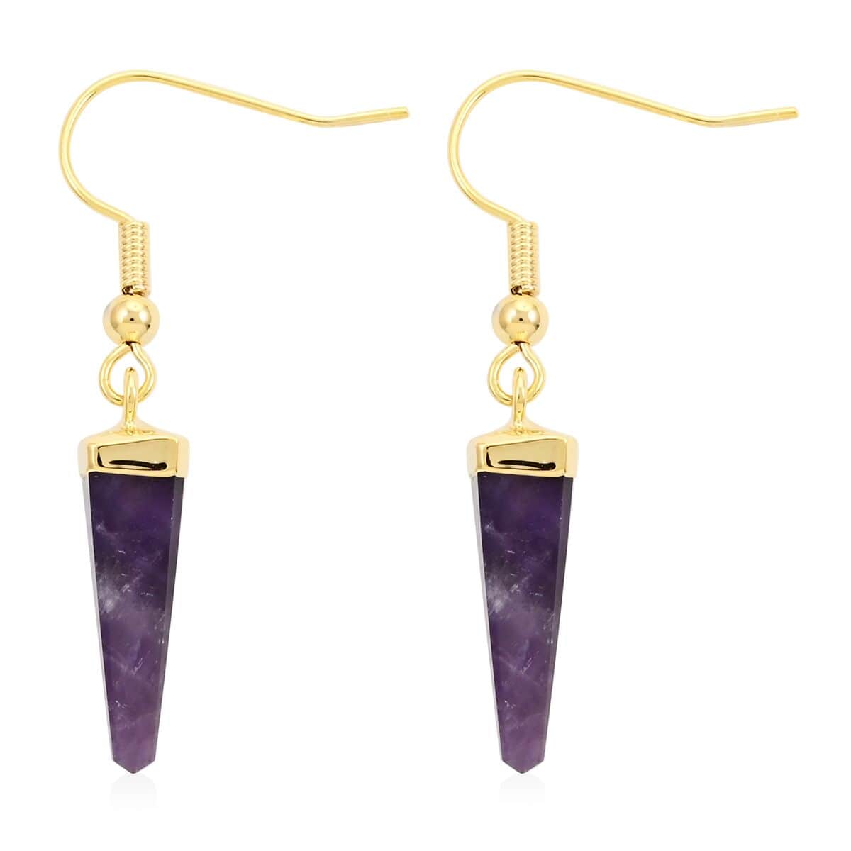 African Amethyst Earrings in Goldtone 8.00 ctw image number 3