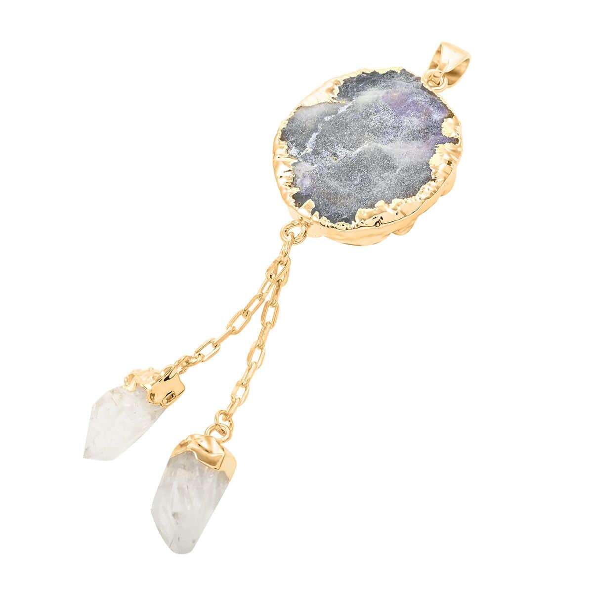 African Amethyst and Crystal Pendant in Goldtone 68.00 ctw image number 4