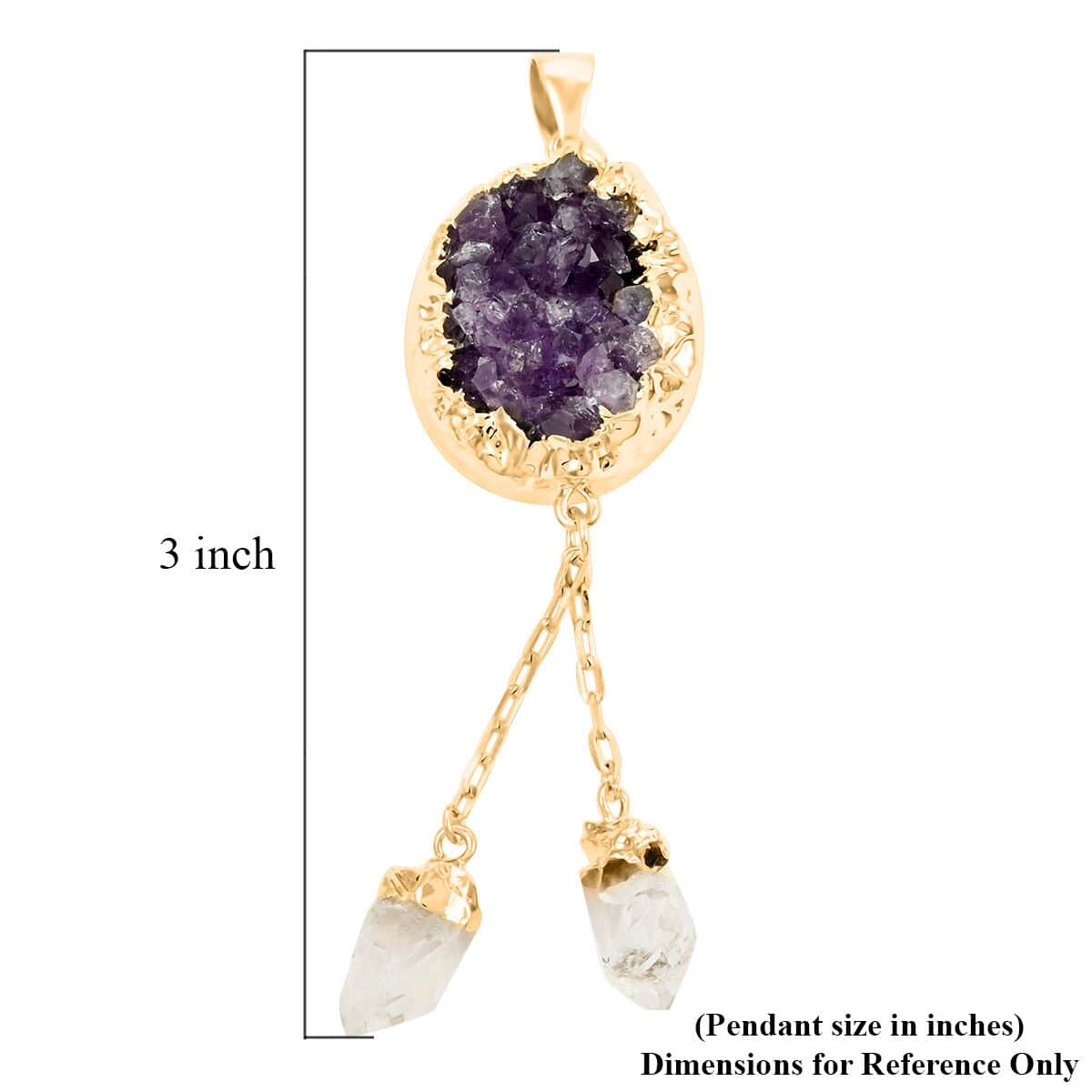 African Amethyst and Crystal Pendant in Goldtone 68.00 ctw image number 5