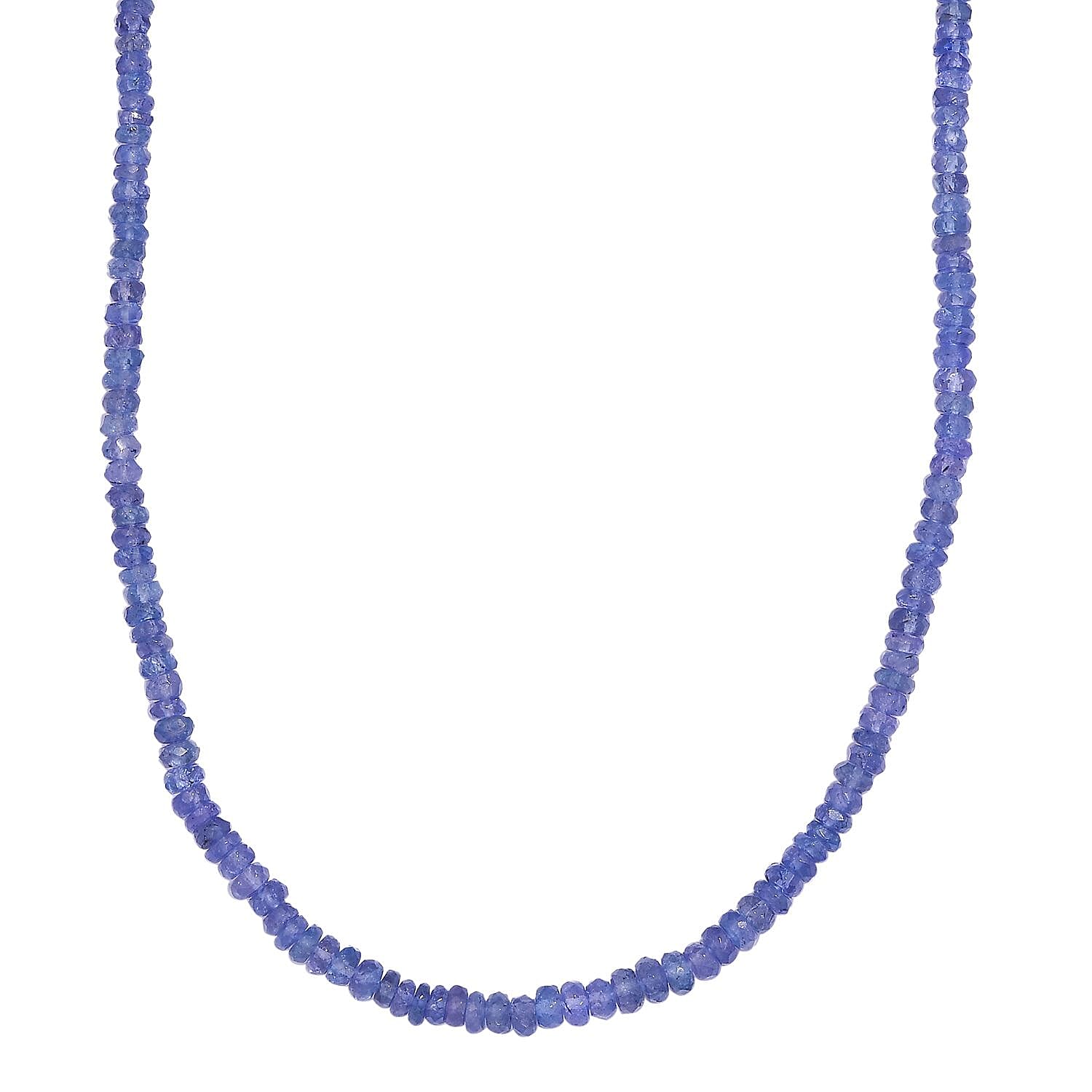 Tanzanite Beaded Necklace 18-20 Inches in Rhodium Over Sterling Silver 60.00 ctw