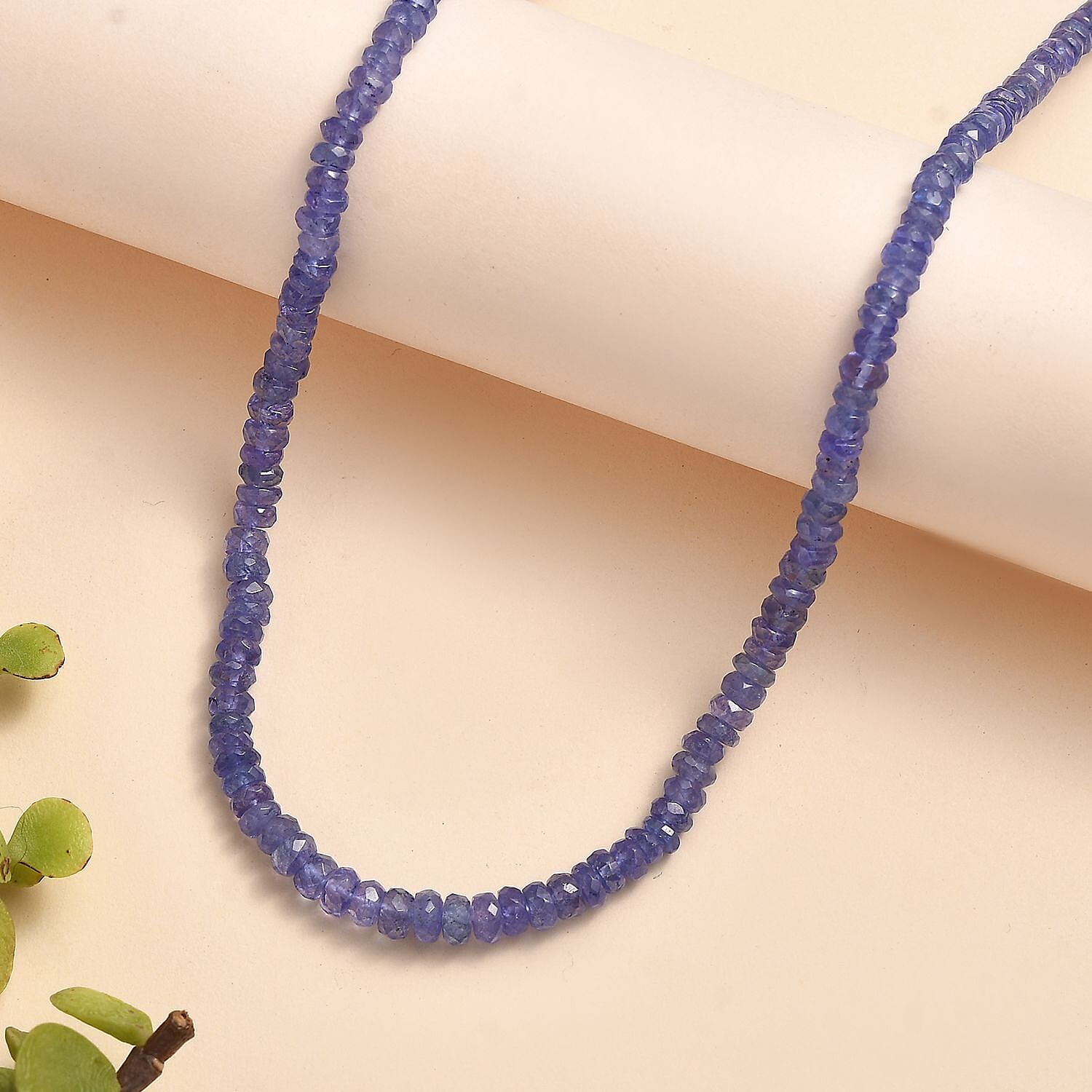 Tanzanite Beaded Necklace 18-20 Inches in Rhodium Over Sterling Silver 60.00 ctw