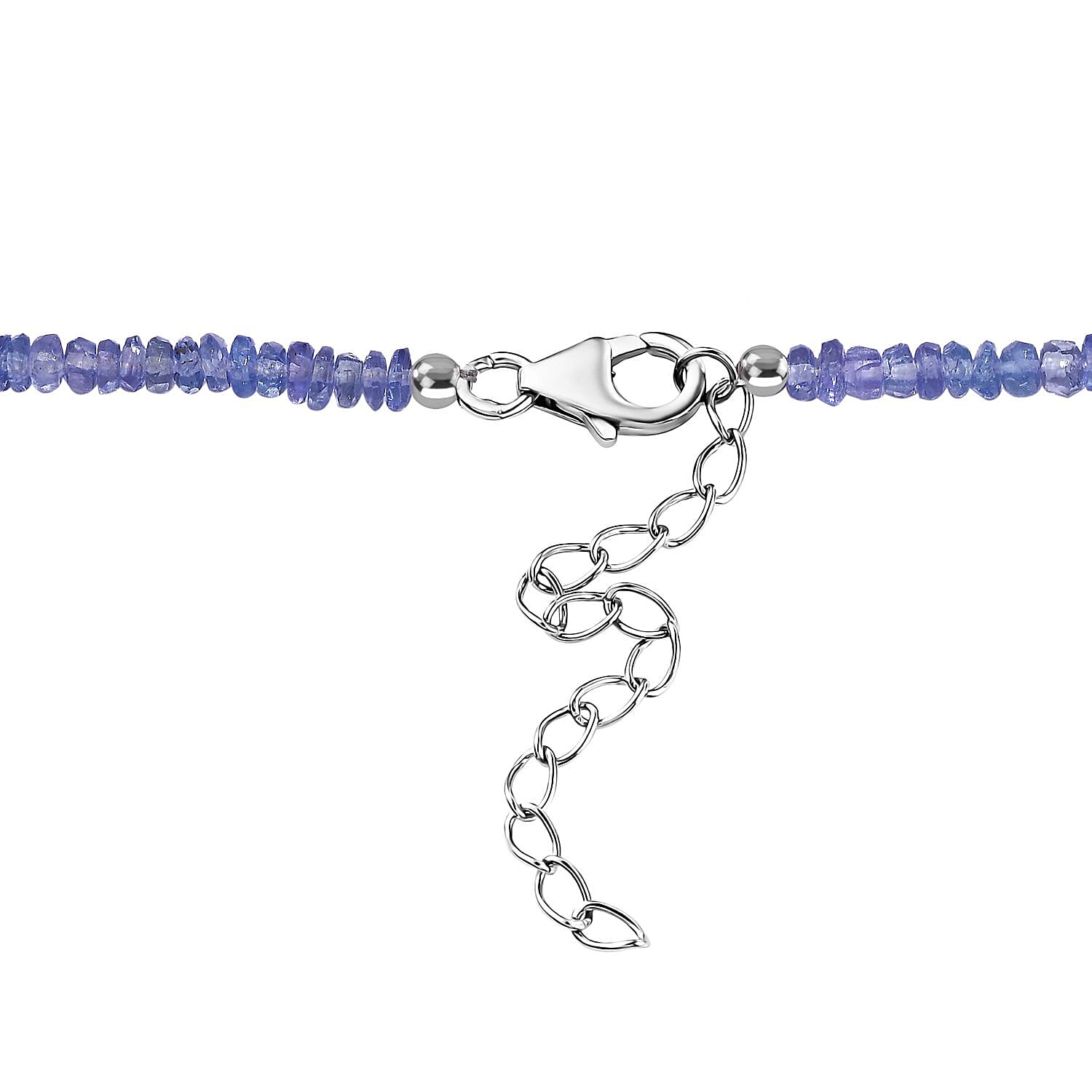 Tanzanite Beaded Necklace 18-20 Inches in Rhodium Over Sterling Silver 60.00 ctw