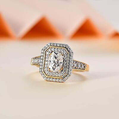 Luxoro Moissanite 1.50 ctw Ring in 10K Yellow Gold (Size 7.0)