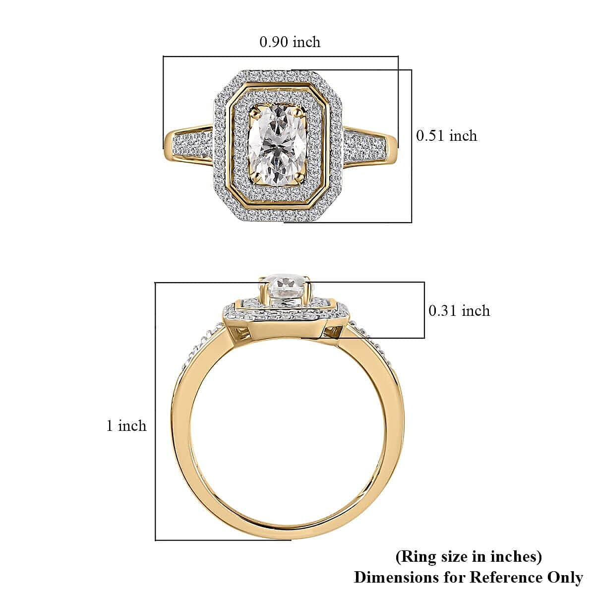 Luxoro Moissanite 1.50 ctw Ring in 10K Yellow Gold (Size 7.0)