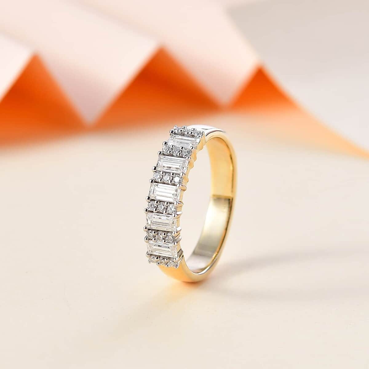 10K Yellow Gold Moissanite Band Ring (Size 7.0) 0.80 ctw image number 1