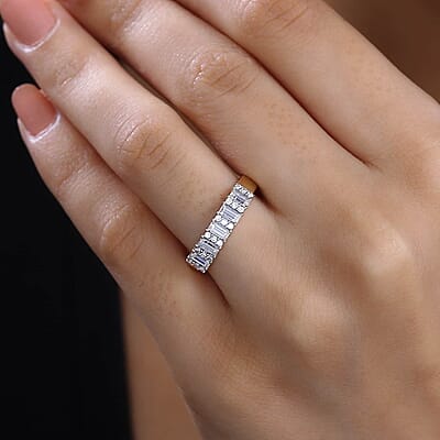 Moissanite 0.80 ctw Band Ring in 10K Yellow Gold (Size 7.0)
