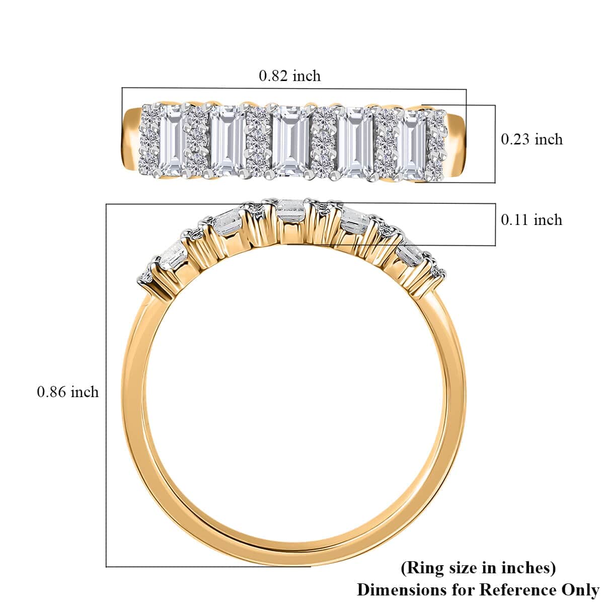 Moissanite 0.80 ctw Band Ring in 10K Yellow Gold (Size 7.0) image number 6