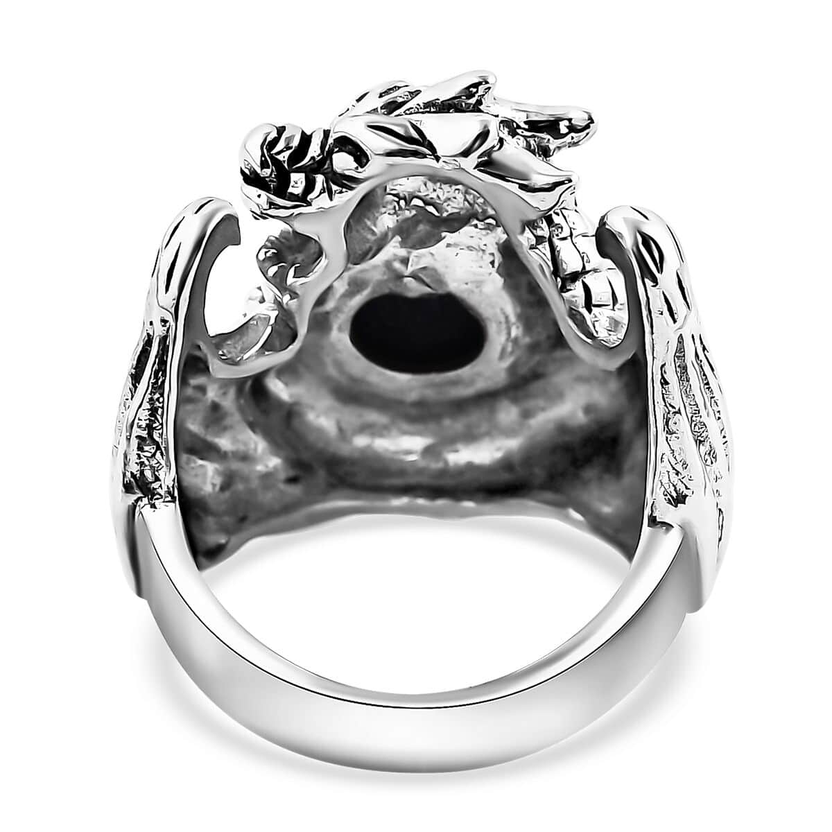 Bali Legacy Blue Star Sapphire (DF) Dragon Ring in Sterling Silver (Size 10.0) 4.20 ctw image number 4