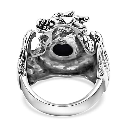 Bali Legacy Blue Star Sapphire (DF) Dragon Ring in Sterling Silver (Size 10.0) 4.20 ctw