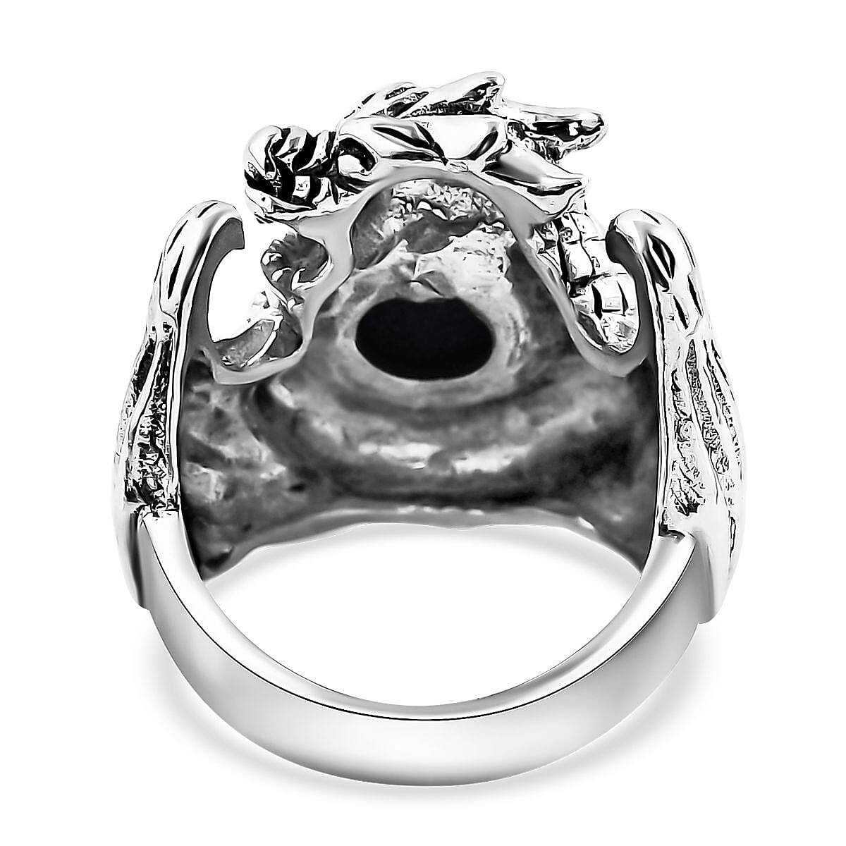 Bali Legacy Blue Star Sapphire (DF) Dragon Ring in Sterling Silver (Size 8.0) 4.20 ctw image number 4