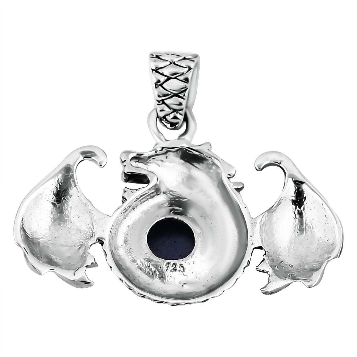 Bali Legacy Blue Star Sapphire (DF) Dragon Pendant in Sterling Silver 4.20 ctw