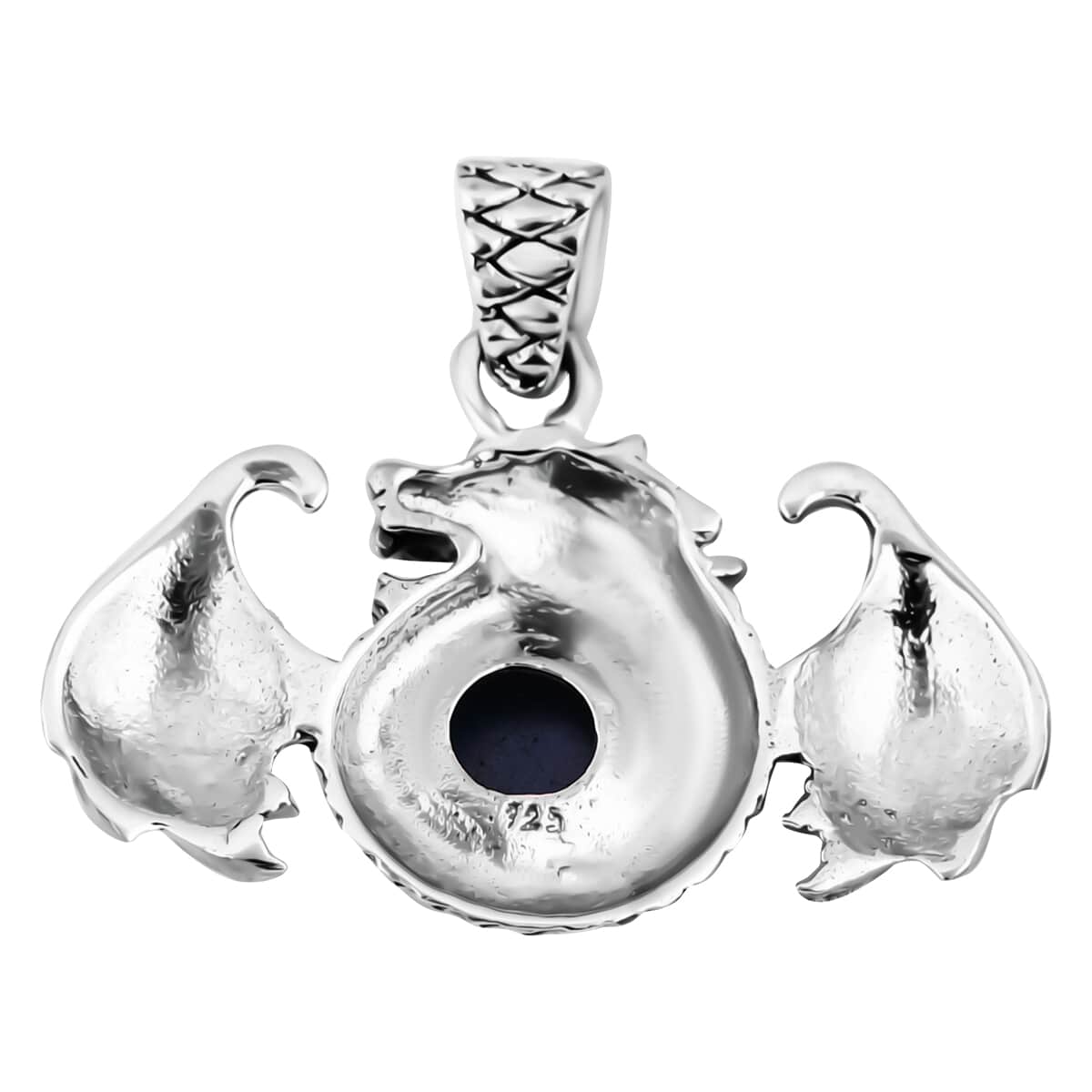 Bali Legacy Blue Star Sapphire (DF) Dragon Pendant in Sterling Silver 4.20 ctw image number 4