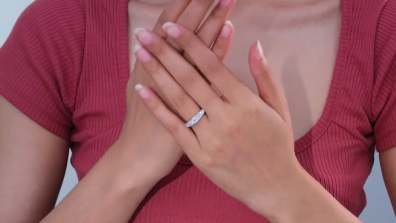 Moissanite Half Eternity Band Ring in Rhodium Over Sterling Silver 0.90 ctw