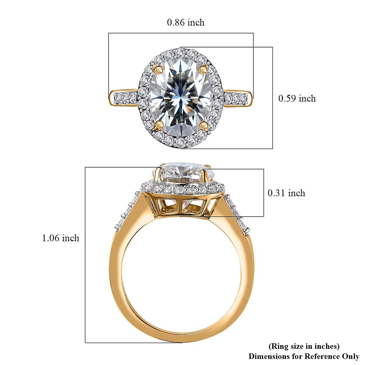 Luxoro Moissanite 4.55 ctw Ring in 10K Yellow Gold (Size 7.0)