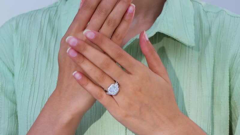Moissanite Ring in Rhodium Over Sterling Silver (Size 6.0) 4.10 ctw