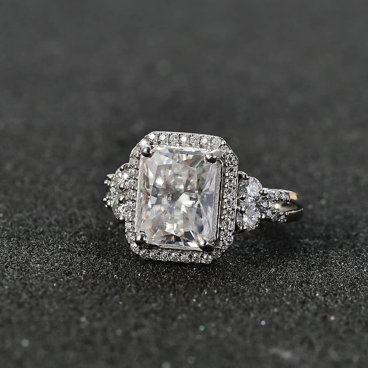 Moissanite Ring in Rhodium Over Sterling Silver (Size 10.0) 4.10 ctw image number 2