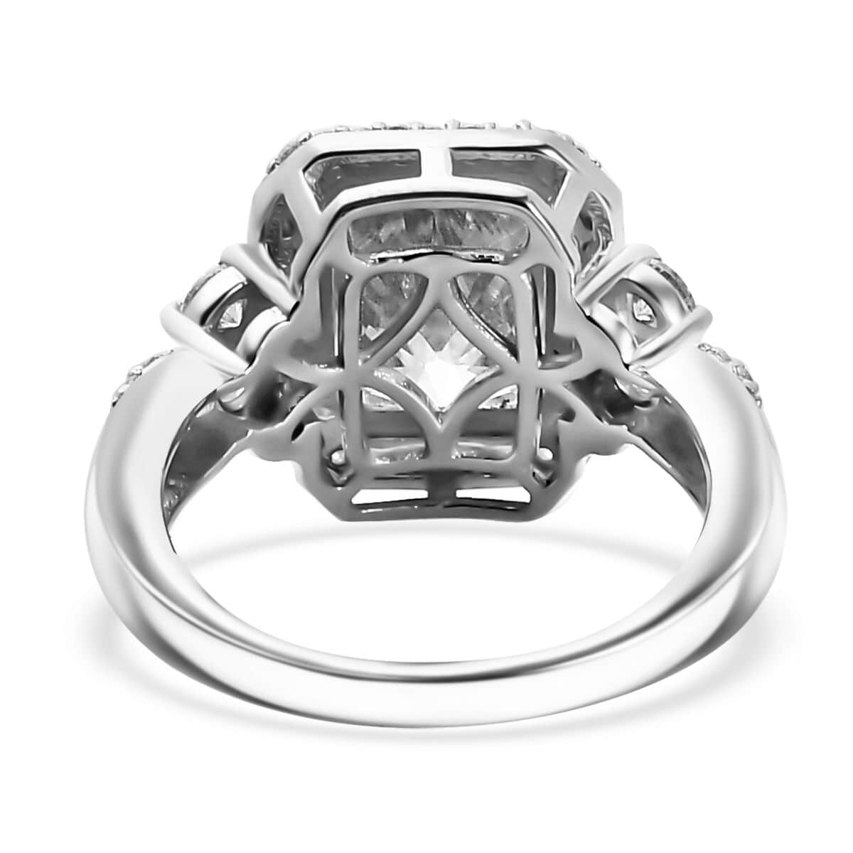 Moissanite Ring in Rhodium Over Sterling Silver (Size 10.0) 4.10 ctw image number 5