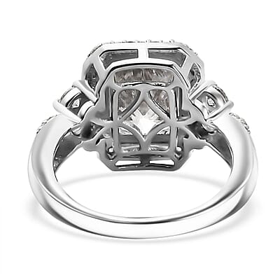 Moissanite Ring in Rhodium Over Sterling Silver (Size 10.0) 4.10 ctw