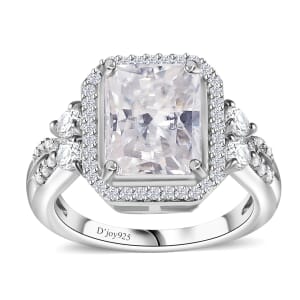 Moissanite Ring in Rhodium Over Sterling Silver (Size 6.0) 4.10 ctw