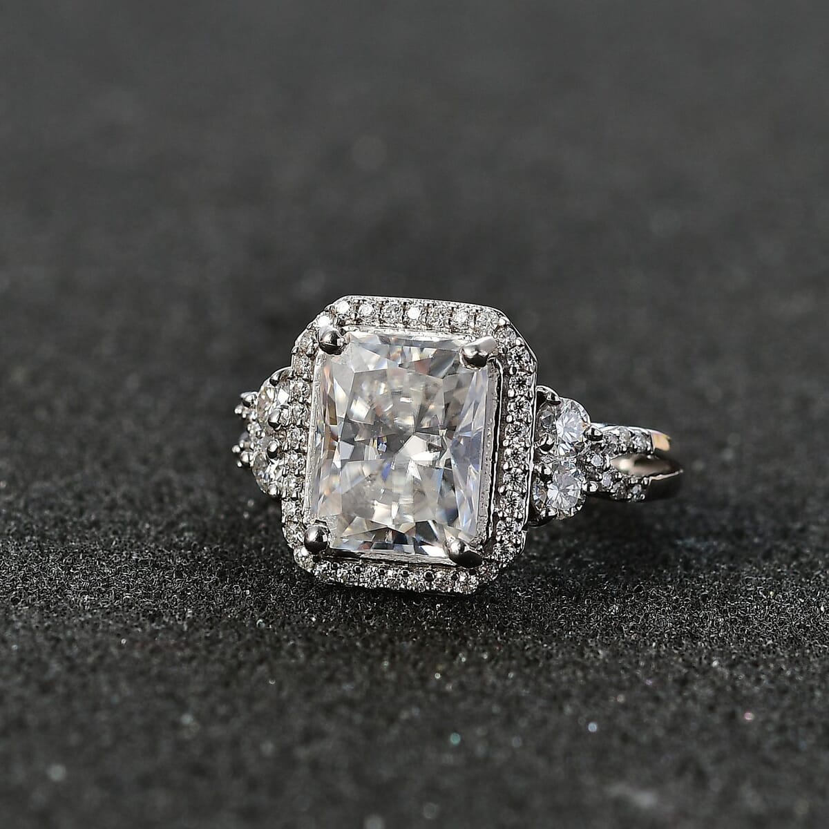Moissanite Ring in Rhodium Over Sterling Silver (Size 6.0) 4.10 ctw image number 2