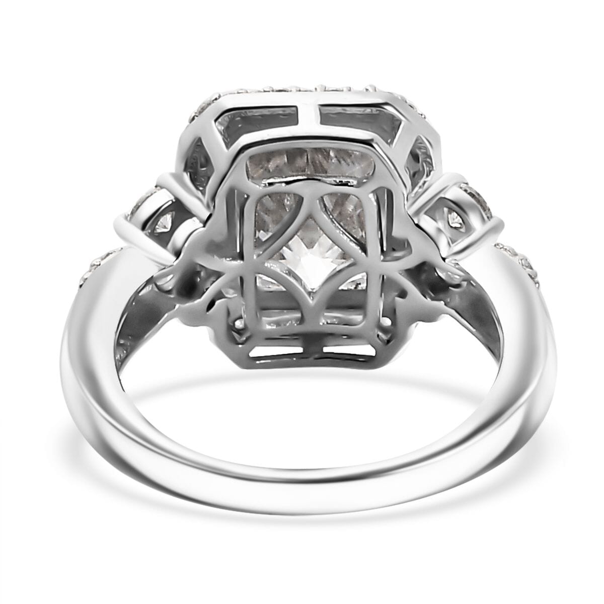 Moissanite Ring in Rhodium Over Sterling Silver (Size 6.0) 4.10 ctw image number 5
