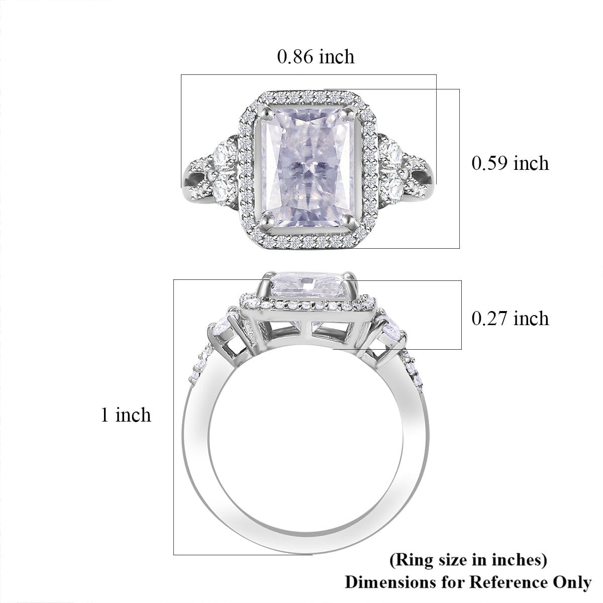 Moissanite Ring in Rhodium Over Sterling Silver (Size 6.0) 4.10 ctw image number 6