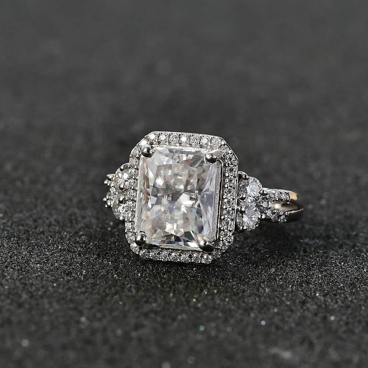 Moissanite Ring in Rhodium Over Sterling Silver (Size 8.0) 4.10 ctw image number 2