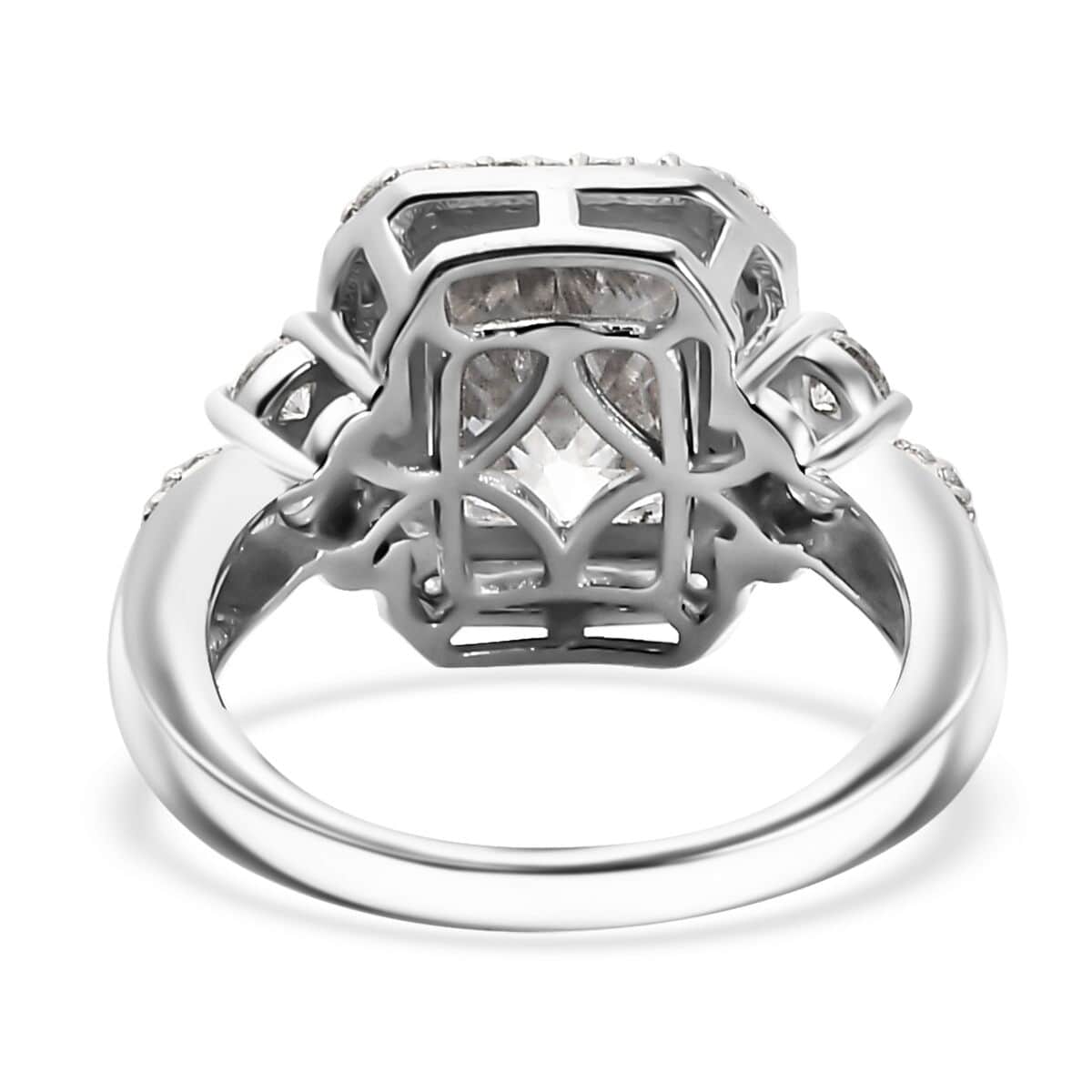 Moissanite Ring in Rhodium Over Sterling Silver (Size 8.0) 4.10 ctw image number 5